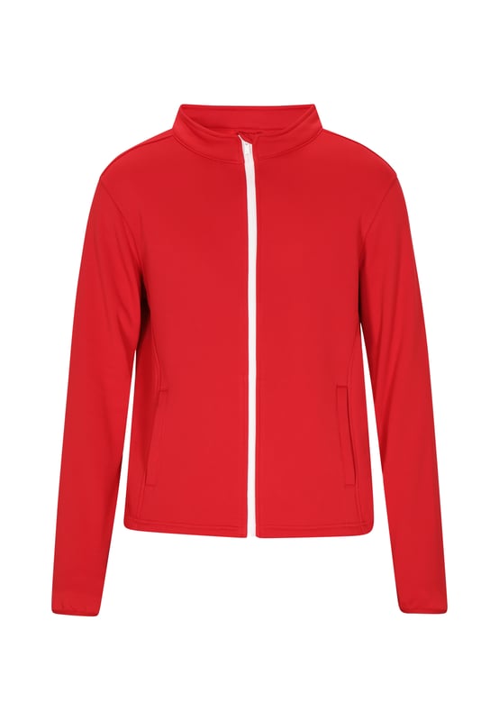 Mit einem Stehkragen und einem zentralen Frontreißverschluss bietet diese langärmelige Jacke Praktikabilität mit Stil. Seitentaschen mit vertikalen Öffnungen sorgen für Funktionalität, während enge Bündchen und Saum eine bequeme Passform bieten. Der glatte Stoff deutet auf Leistungseigenschaften hin und macht ihn vielseitig einsetzbar für sowohl lässige Ausflüge als auch aktive Unternehmungen.  Jacke