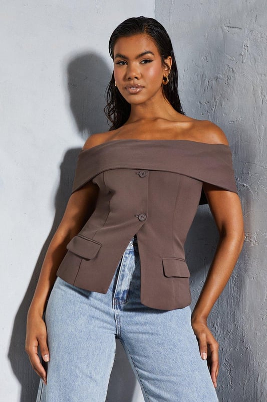Sleeveless bardot top clearance