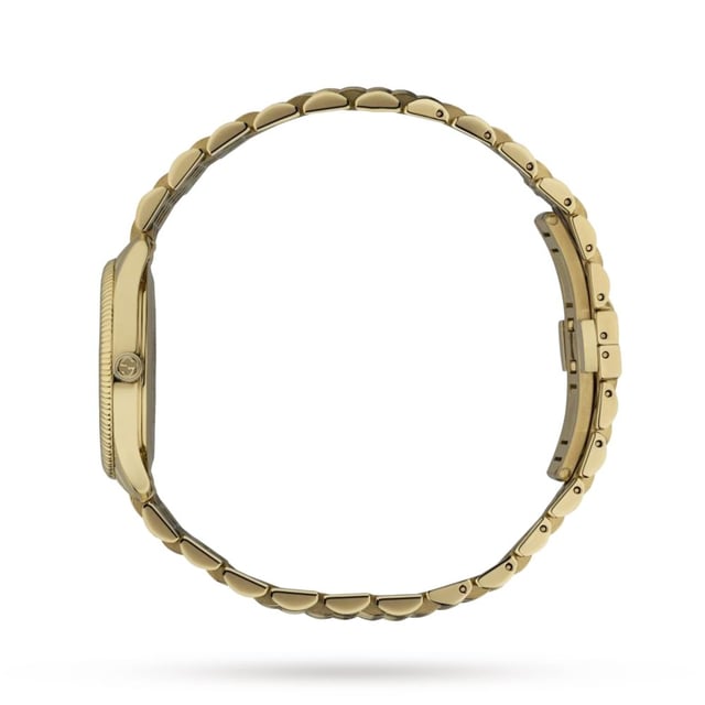 MANUFACTURER PRODUCT NUMBER YA1265021CATEGORY WatchesBRAND GUCCIWATCH MARKERS DotsWATER RESISTANT 50 MetresGender WomenMOVEMENT QuartzCASE MATERIAL Stainless Steel & PVD Yellow GoldDIAL COLOUR SilverSTRAP MATERIAL Stainless Steel & PVD Yellow GoldDIAMETER 29mmBRAND COLLECTIONS G-Timeless