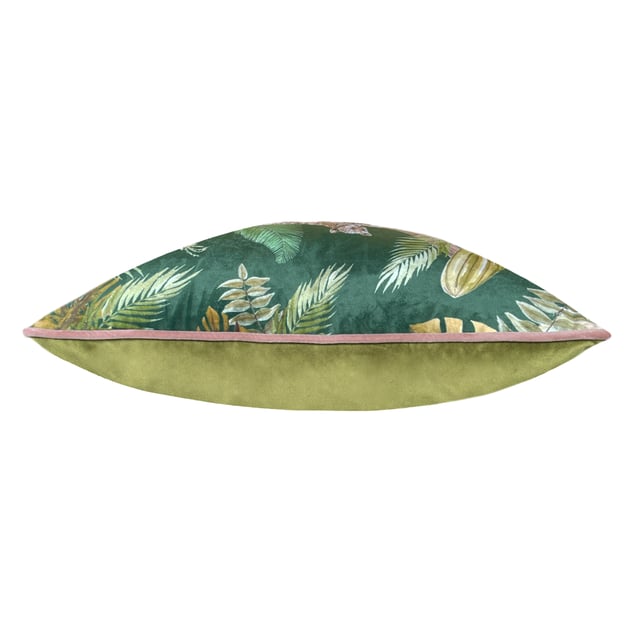 Add a touch of the rainforest into your interior with this ultra-luxe velvet feel fabric cushion. With a hand painted design of Leopards resting in the tree's - this design will sure make a statement in any contemporary or modern home.