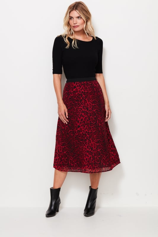 Red leopard midi hotsell skirt