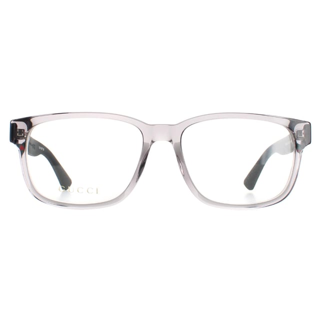 Gucci Rectangle Mens Transparent Grey GG0011O  Glasses are a simple rectangle style crafted from lightweight acetate. Gucc's logo features on the slender temples for brand recognition.