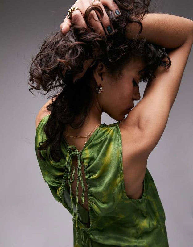 green emerald velvet dress Topshop Mini Asymmetric Neck Dress OLIVE GREEN main image 0