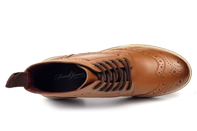 Stivali Uomo Pelle Alti Stivali Uomo Frank James Fulham In Vera Pelle Stile Chelsea Brogue Marrone F 774763 - Foto 2