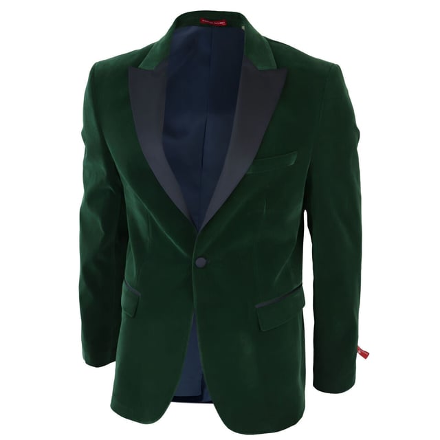 Elevate your style with this Mens Green Velvet Tuxedo Suit Jacket, tailored to perfection for a sharp and sophisticated look. Crafted in stunning red velvet, it features contrasting black satin peak lapels and matching satin buttons, along with a classic retro black satin round shawl lapel for that timeless elegance. Key Design Features:Premium Velvet Finish: The luxurious green velvet fabric exudes opulence and refinement, making a bold style statement.Contrasting Satin Accents: The black satin peak lapels and buttons provide a striking contrast, adding a touch of sophistication and flair.Classic Shawl Lapel: The round shawl lapel brings a classic and timeless element to the design, reminiscent of vintage Hollywood glamour.Tailored Fit: With a tailored fit that strikes a balance between slim and regular, this jacket ensures a modern, flattering silhouette.Versatile Formal Attire: Ideal for formal occasions such as weddings, proms, parties, and black-tie events, this tuxedo dinner jacket helps you stand out from the crowd with effortless style.Complete your formal ensemble with this exquisite velvet blazer, and discover even more styles and colors to suit your taste and occasion in our store.