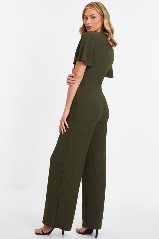 5212156 Khaki Patterned Jumpsuit