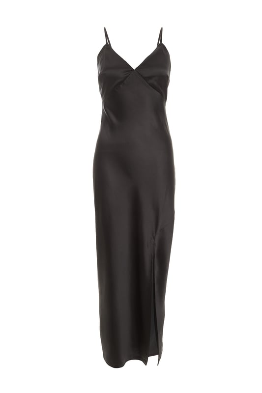 Black Satin Bow Midaxi Dress Black Satin Bow Midaxi Dress
