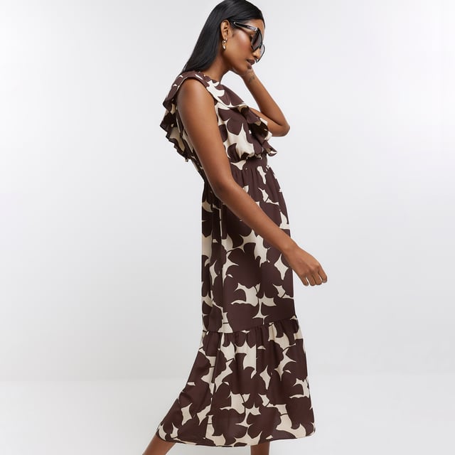 River island frill detail midi dress best sale