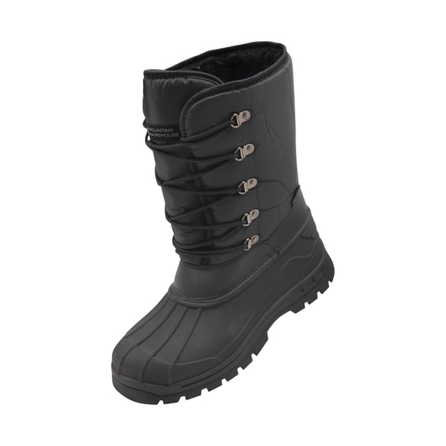 Upper: Textile. Lining: Insulating, Sherpa. Outsole: Deep Lug, Gripped, Traction Grip. 5 Eyelets. Fabric Technology: Durable, DWR Finish, High Warmth, IsoDry, Snowproof. Flat. Design: Logo. Fastening: Lace Up.