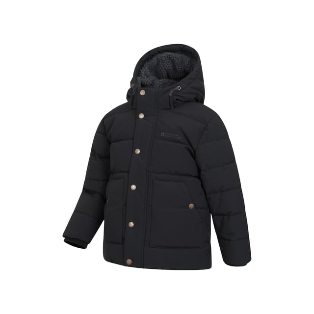 100% Polyester. Lining: Borg, Supersoft. Filling: Microfibre. Design: Logo, Quilted. Trim: Elastane, Polyester. Fabric Technology: DWR Finish, Insulating, PFC Free, Water Resistant. Chin Guard, Padded. Cuff: Elasticated, Ribbed. Neckline: Hooded, Standing Collar. Sleeve-Type: Long-Sleeved. Hood Features: Drawcord, Sew-On. Pockets: 2 Side Pockets, Buttoned. Fastening: Front Zip, Popper. Sustainability: Environmentally Friendly. 5-6 Years: 24 in. 7-8 Years: 26 in. 9-10 Years: 28.5 in. 11-12 Years: 30.5 in. 13 Years: 33 in.