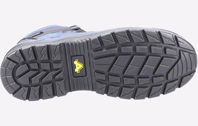 Lightweight safety hiker crafted with suede leather and breathable nylon mesh upper, injected PU scuff cap, steel toe, steel midsole and dual density PU outsole.
-Trendy and Lightweight Safety Hiker-Upper is made with Suede and Breathable Mesh With Moulded Rubber Overlay-Rubber Heel Stabiliser for Durability-Padded Tongue and Collar for Comfort-Comfortable and Removable EVA Footbed-Injected Moulded PU Scuff Cap for Extra Durability. Ideal when working on the knees-Dynamic and Raised Injected PU Midsole Clasps the Upper to Provide Increased Protection