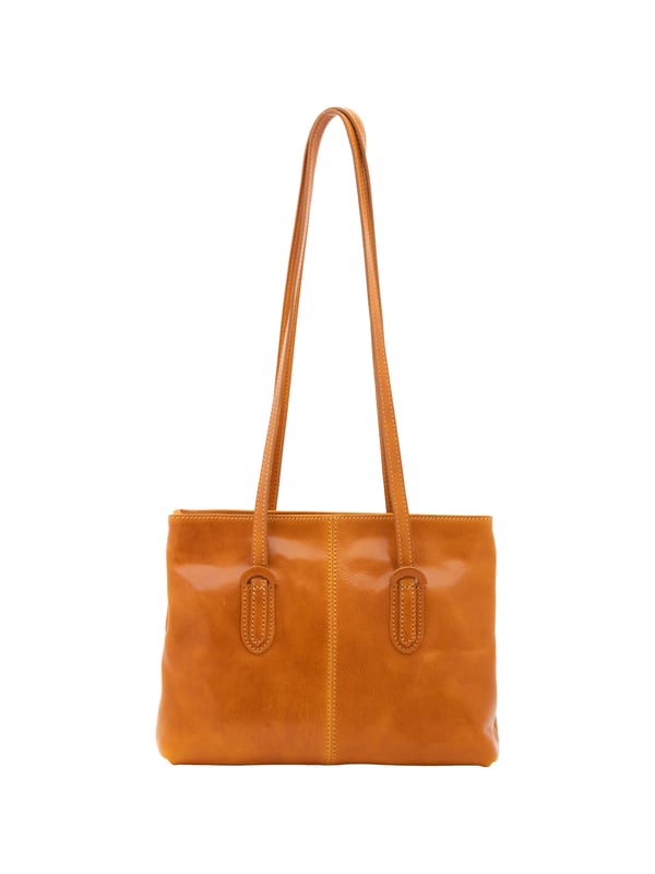 Bolso bandolera para mujer. El cierre es con cremallera. Los bolsillos internos son uno con cremallera. Los bolsillos externos son un frente abierto. Falta la correa para el hombro. El mango es de piel. Hay dos compartimentos internos. El material exterior es auténtica piel de vacuno. Internamente está forrado en algodón. Medidas: 23x30x12 cm. Hecho en Italia
