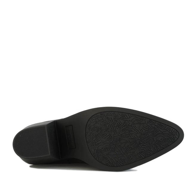 Botas feriare Rocket Dog negras para mujer, fabricadas en sintético y suela sintética. Características: estilo occidental, totalmente forrado, trabillas laterales decorativas, altura del tacón de 7 cm y plantilla de espuma afelpada.