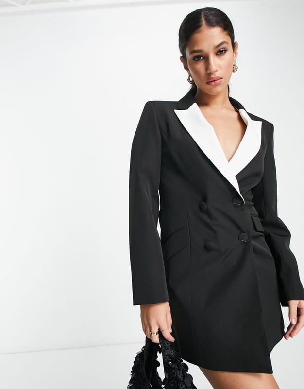 Miss Selfridge contrast blazer dress in black