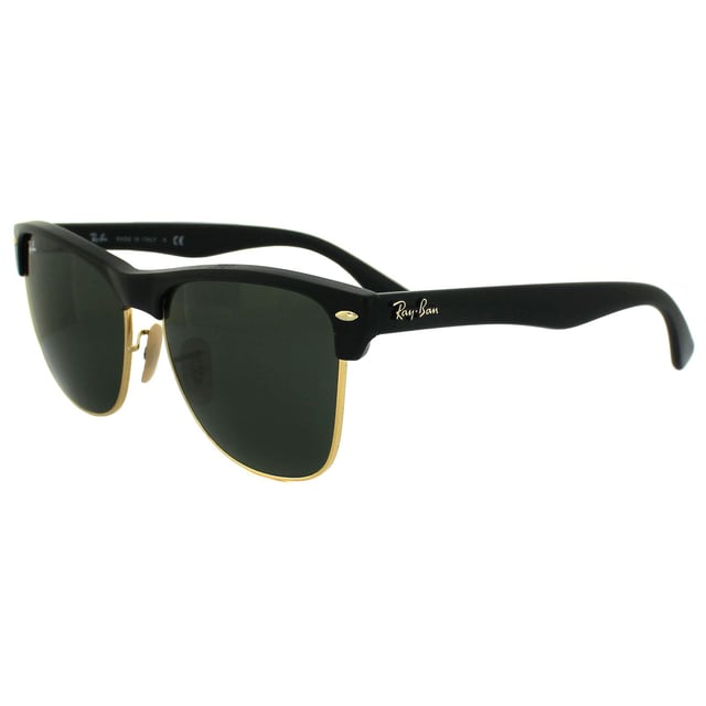 Ray-Ban Sunglasses 4175 877 Demi Shiny Black Green are an oversized version oval version of the classic clubmaster style which incorporates some of the design of the wayfarer also in the frame The large plastic top brow bar above the oval lenses with the metal rims still have that retro feel but with some contemporary design mixed in.