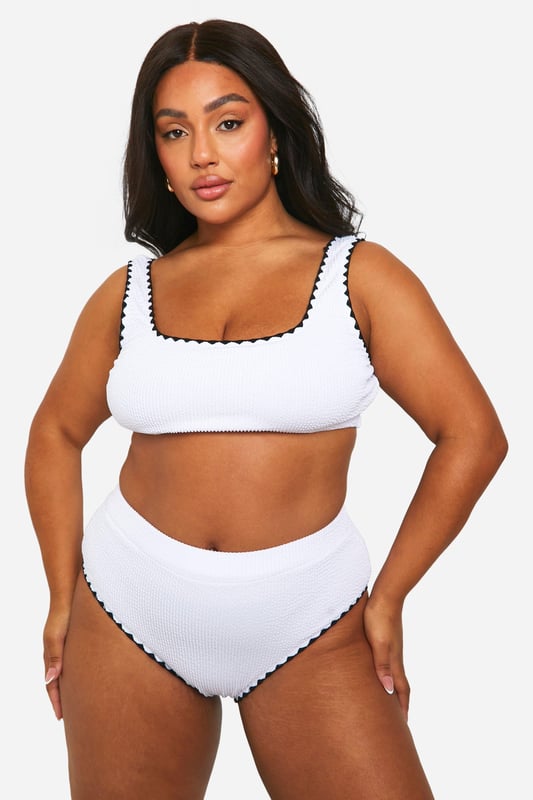 Sky high condfidence is inevitable in this plus size swimwear  from our latest collection. Curve enhancing, silhouette smoothing, and perfect for poolside lounging, this style is guaranteed to make you feel like the best version of yourself. Pair with a floaty kimono and some oversized sunnies and prepare to cause a storm. Need more inspo? Choose a plus size swimsuit for sunset loving nights at the beach or a plus size bikini to snatch that tan. Available in a range of prints, colours, and silhouettes, from high waisted to one pieces, grab yourself some dreamy curve swimwear that makes you feel confidently you.shop it all on boohoo.Style: Bikini BottomsFabric: Swim