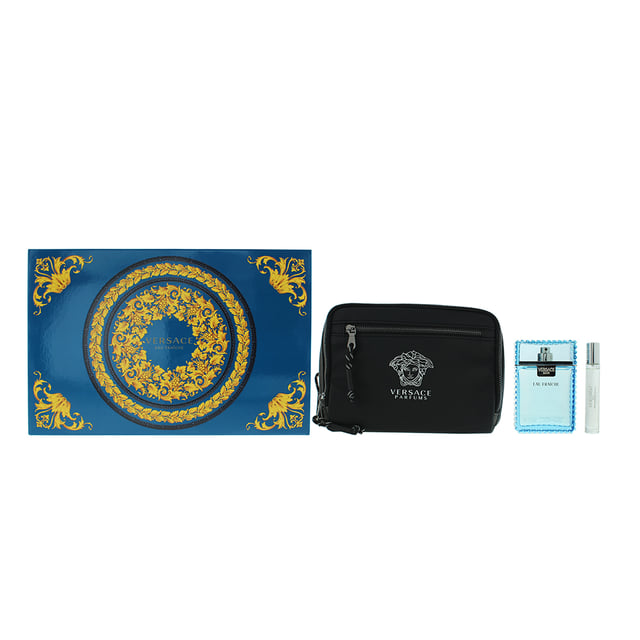 The Versace Man Eau Fraiche 3 Piece Gift Set is a luxurious and invigorating collection that includes a 100ml bottle of Eau De Toilette, an additional Eau De Toilette, and a stylish pouch. This set is perfect for men who appreciate a fresh and sophisticated fragrance experience with a touch of Mediterranean charm. The star of the set is the Versace Man Eau Fraiche Eau De Toilette. It is a vibrant and aquatic fragrance that captures the essence of a cool sea breeze on a warm summer day. In addition to the 100ml bottle of Eau De Toilette, this gift set also includes an extra Eau De Toilette in a convenient size. This allows for easy travel or on-the-go use, ensuring that you can enjoy the fragrance wherever you venture. The stylish pouch included in the set adds a touch of practical elegance, providing a sophisticated way to carry your fragrance essentials.