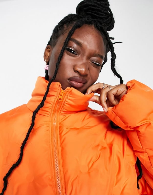 Orange puffer new arrivals coat women's
