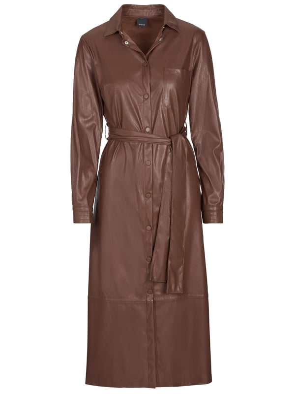 100% Polyester; Pinko Kleid;  Modell: 1G168RY7CD L81;  Hochwertig verarbeitet;  Knopfleiste ;  Klassischer Kragen;  Zwei seitliche Eingrifftaschen, eine Brusttasche ;  Langarm;  Pinko Logodetails