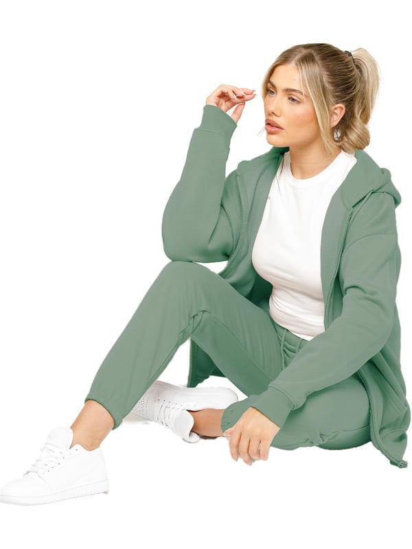 Enzo Womens Oversized Zip Hoodie Tracksuit Set
