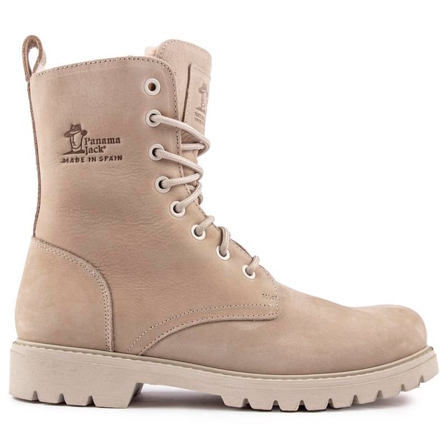 Women's Panama Jack Frisia Lace-up Ankle Boots With A Premium Natural Nubuck Upper, Featuring Tonal Laces, Metal Eyelets And Embossed Logo To The Side. These Spanish Made Boots Combine A Rugged Outdoor Vibe With A Sassy Fashion Look.