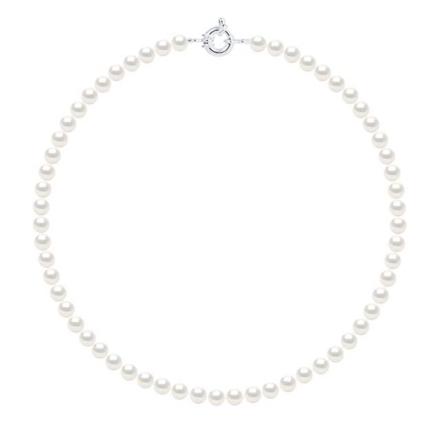 Necklace made with Cultured Freshwater Pearls 6-7 mm - 0,24 in - Natural White Color and Spring Ring 925 Sterling Silver Length 42 cm , 16,5 in - Our jewellery is made in France and will be delivered in a gift box accompanied by a Certificate of Authenticity and International Warranty