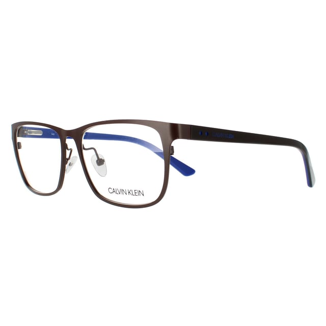Calvin Klein Rectangular Mens Satin Dark Brown Glasses Frames CK19302 are a rectangle design made from lightweight acetate. . Adjustable nose pads ensure a comfortable fit, and the temples are etched with the Calvin Klein logo.