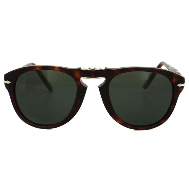 Persol Sunglasses 0714 24/31 Havana Crystal Green these famous Persol frames were worn extensively by the king of cool Steve McQueen and the originals sold for a huge amount at auction. This recent version features the same folding frame, it folds at the bridge and on the arms for easy storage and have the famous Persol arrow prominently displaying on the temple. These are highly sought after and extremely cool!