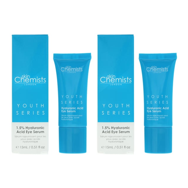 Skin Chemists Youth Series Hyaluronic Acid Eye Serum is a potent and advanced skincare solution designed to target the delicate eye area, providing intense hydration and revitalisation. Infused with high-quality hyaluronic acid, this serum is meticulously formulated to combat signs of aging, puffiness, and fatigue, leaving your eyes looking refreshed, plump, and youthful. This eye serum contains a concentrated dose of premium-grade hyaluronic acid, a powerful humectant known for its exceptional ability to retain moisture. It effectively plumps and hydrates the delicate skin around the eyes. The serum delivers a surge of deep hydration to the eye area, replenishing moisture levels and creating a supple, smooth canvas. It helps diminish the appearance of fine lines and wrinkles, promoting a more youthful complexion. With regular use, this serum supports collagen production, which helps improve elasticity and firmness, reducing the visible signs of aging around the eyes. Formulated to target puffiness and under-eye bags, the serum provides a cooling, soothing sensation, helping to reduce swelling and promote a refreshed, revitalised appearance. The lightweight, silky texture of the serum allows for quick absorption, ensuring that the potent hyaluronic acid penetrates deeply into the skin for maximum effectiveness. Infused with calming botanical extracts and antioxidants, this eye serum helps calm and rejuvenate the delicate eye area. It reduces redness and inflammation, leaving the skin feeling balanced and refreshed. Skin Chemists Youth Series Hyaluronic Acid Eye Serum is suitable for all skin types, including sensitive skin. It is free from harmful additives, making it a safe and effective choice for the sensitive eye area. This product is not tested on animals and is produced with a commitment to ethical and sustainable practices.