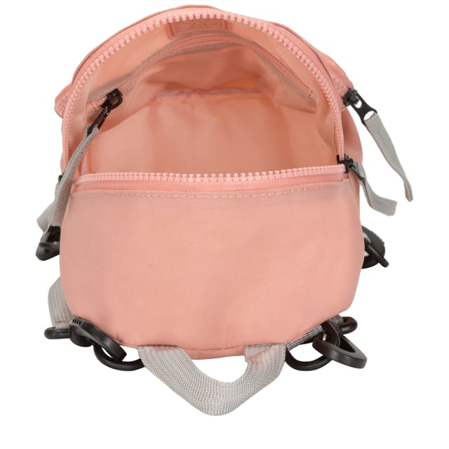 Our most compact backpack ever, this lightweight, water-resistant backpack has plenty of internal space as well as a unique triple-pocket design and internal padded phone sleeve. It's stylish design is discreet and adaptable enough to style with any outfit, with detachable carry straps allowing for backpack or crossbody bag styling. The perfect bag for your every day commute or casual day-trip. Features: , Water Resistant Contore nylon fabric, Padded mobile phone internal slip pocket, Detachable adjustable carry straps allowing backpack styling or crossbody bag styling, Zip top opening to main compartment, Triple front zip pocket with webbing loops, Single zip pocket for smaller valuables, 2 Internal slip pockets, Ergonomic contoured back panel, Top grab handle, Small model Style Ref: 52002 PINK