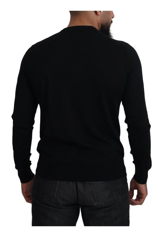Brand: Dolce & Gabbana
  Color: Black
  Material: 100% cashmere
  Style: Button-down cardigan sweater
  Closure: Full button
  Details: Logo details
  Made in Italy