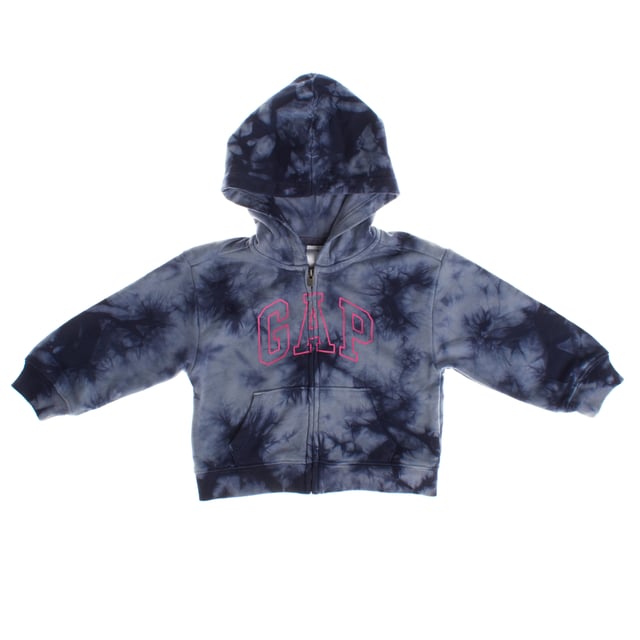 Girls' sweatshirt made from a soft, stretchy knit fabric, ideal for offering comfort and freedom of movement.

 It features a long sleeve design and has a full zip at the front, making it easy to wear.

 Front kangaroo pockets add functionality, allowing you to carry small items or keep your hands warm.

 Includes a hood that provides an extra touch of protection on cooler days.

 The Gap logo, printed on the front of the sweatshirt, adds a subtle touch that highlights its sporty and modern style, ideal for both outdoor activities and everyday wear.
 Composition: Body: 77% Cotton, 23% Polyester; Hood lining: 100% Cotton
 Care:
- Machine wash cold on delicate cycle.
 - Use mild detergents.
 - Use dryer at low temperature.
 - Iron at low temperatures.
 - Do not dry clean.