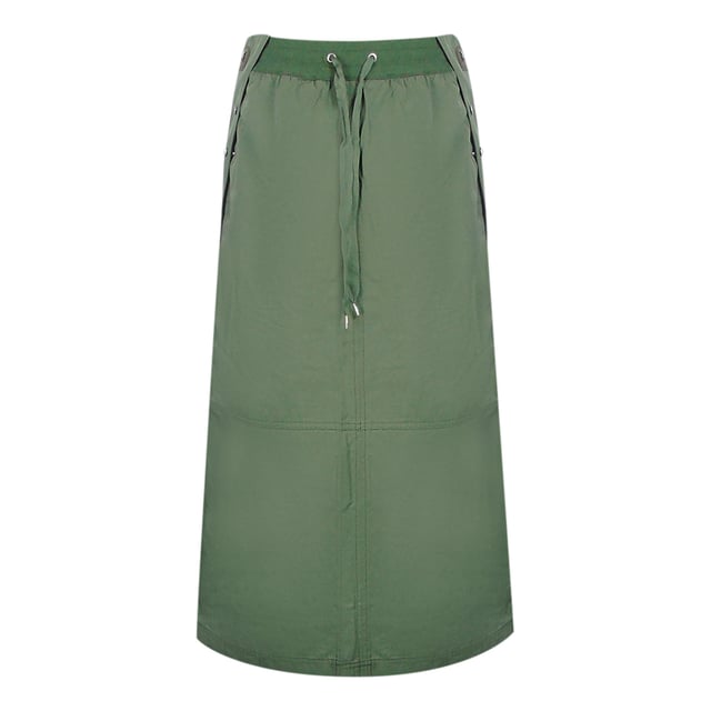 Parajumpers groene rok, parajumpers groene broek, 65% polyester, 35% katoen, merklogo op de linker tailleband, knoopsluiting, groene rok