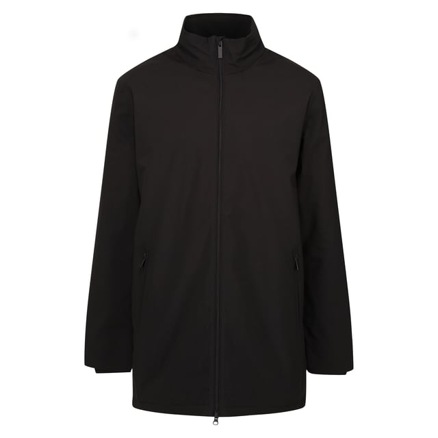 Fabric:100% Polyester. Lining: Quilted. Design: Plain. Fabric Technology: Breathable, Insulating, Isotex, Thermo-Guard, Waterproof. Sleeve-Type: Long-Sleeved. Cuff: Ribbed, Storm Cuff. Neckline: Standing Collar. Hood Features: Hidden Hood. Length: Long. Pockets: 2 Lower Pockets, Zip. Fastening: Full Zip. Sustainability: Made from Recycled Materials.