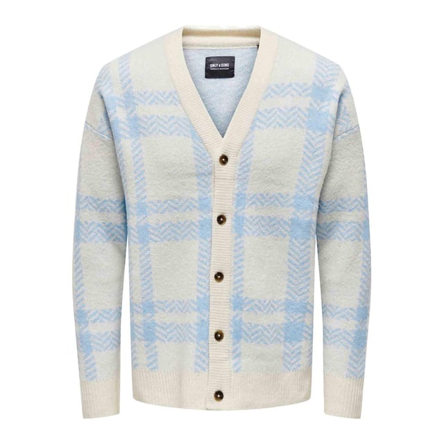 Elevate an Only & Sons Men’s knitted sweater offers a stylish and

comfortable option for men seeking a classic checkered jumper.

This men’s knitted sweater from Only & Sons combines a classic checkered

pattern with a versatile button-down fastening.

The regular fit ensures a timeless and comfortable silhouette suitable for various occasions.

Featuring a button-down fastening, this men’s sweater adds a touch of

sophistication to the classic jumper design.