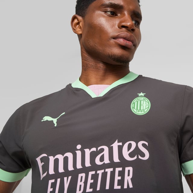 PRODUCT STORY: In the 24/25 Third Kit, a neutral base color lights up in bold accents  including monochromatic version of the club crest  to express the inherent Milanese style in a way thats both new and distinctly Rossonero, even in the absence of Rosso or Nero. Authentic jersey is what the players wear on the pitch. Its made with PUMAs ULTRAWEAVE fabric and features an athletic fit for elite-level performance.?&nbsp; FEATURES & BENEFITS: ULTRAWEAVE: Ultra-light, engineered fabric with a structured, 4-way stretch that reduces weight and friction. Built for athletes looking to increase speed and strength; dryCELL: Performance technology designed to wick moisture from the body and keep you free of sweat during exercise; Made with at least 70% recycled materials. DETAILS: Performance Fit; 78 gsm, Dobby; Crew neck; Short sleeves; As worn by the players; Official team branding.  Our model is 186 cm tall and is wearing size M UK.