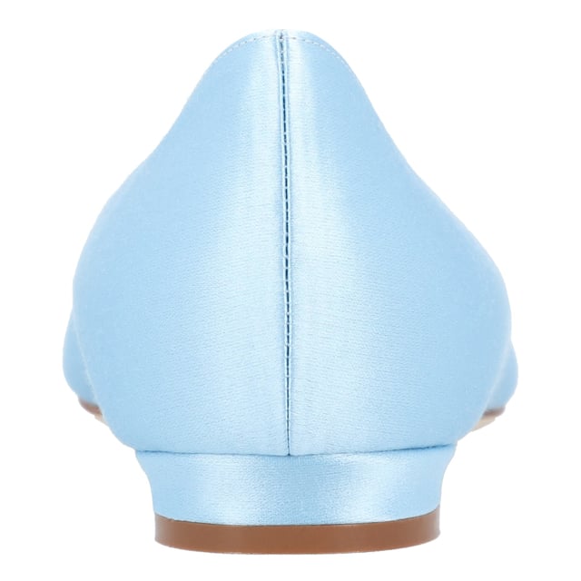 HANGISI FLAT Satin Jeweled Buckle Shoes Ballerina Blue
Light blue satin almond toe ballerina flats featuring a square jewel buckle with yellow crystals.
Upper: 72% viscose, 28% silk.
Sole: 100% calf leather.
Lining: 100% kid leather.
Made in Italy.Measurments: