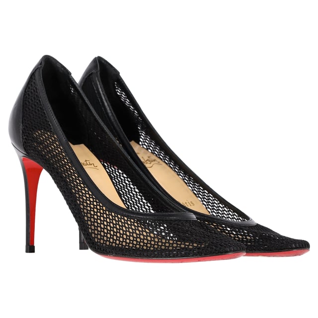 VINTAGE, RRP AS NEW
Step into timeless sophistication with the Christian Louboutin Filomena 85 Pumps in sleek black mesh and leather. These exquisite pumps feature a classic silhouette that effortlessly enhances your wardrobe, combining luxurious materials with Louboutin’s signature flair. The 85mm heel strikes the perfect balance between comfort and height, making them ideal for both day and night. With their alluring design and iconic red sole, these pumps are perfect for making a statement at any occasion. Elevate your style with the ultimate blend of elegance and boldness.

Christian Louboutin Filomena 85 Pumps in Black Mesh and Leather

Condition: Very good
Signs of wear: Minor markings, Lightly used but very well maintained. Minor mark at soles & creasing, light scuffing at the soles and heels.
Packaging: None
Color: Black
Material: Polyester
Size: FR37.5/UK3.5/IT36.5/US6.5
Measurements: Heel height: 90; Insole length: 260
SKU: NAPPUGBSH398061W