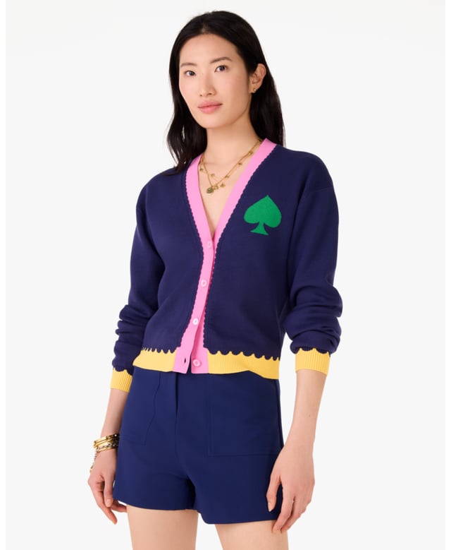 The Beauty Of This Piece? All You Have To Do Is Decide If You Want To Dress It Up With Heels And Sparkly Accessories, Or Down With Cute Sneakers., Spade Logo Cardigan