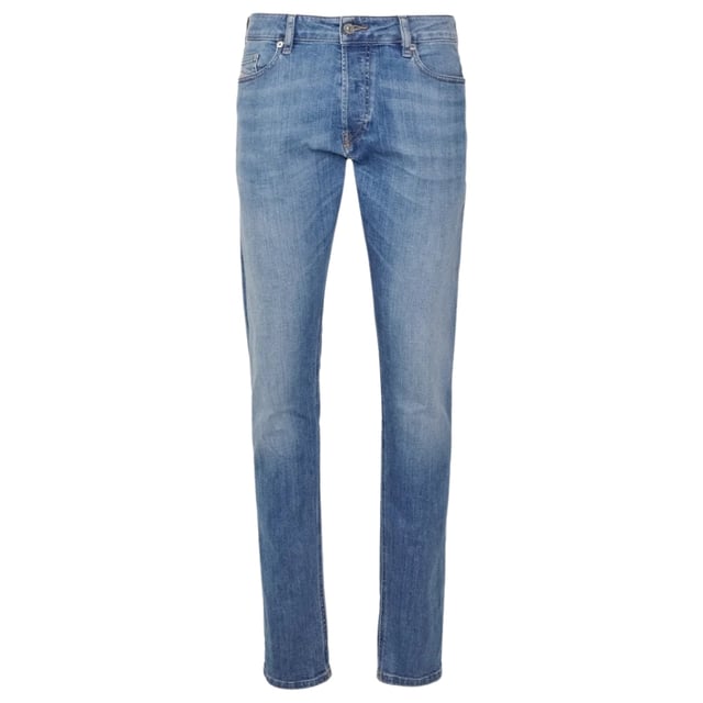 Diesel Blue Denim Pants , Button Fly, Button Fasten, 99% Cotton, 1% Elastane Stretch Denim , Slim Fit, Tapered Leg, Blue Style, Branded Coin Pocket, Diesel Branded Badge
