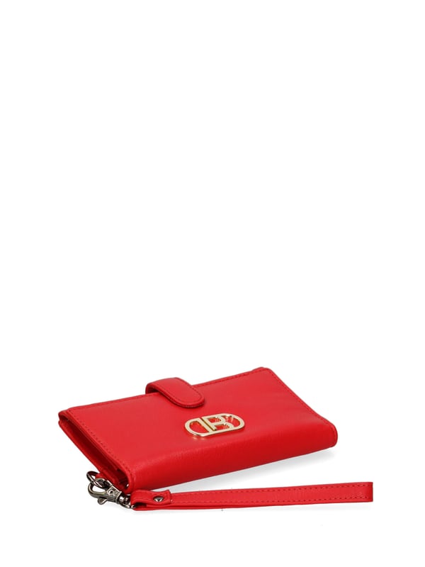 Damenbrieftasche mit Druckknopfverschluss. Innentaschen für Kartenhalter und Geldscheinhalter. fehlende Außentaschen. fehlender Schultergurt. fehlender Griff. ein Innenfach. Außenmaterial. Innenfutter aus echtem Leder. Maße: 17x9,5x2 cm. Modeprodukt