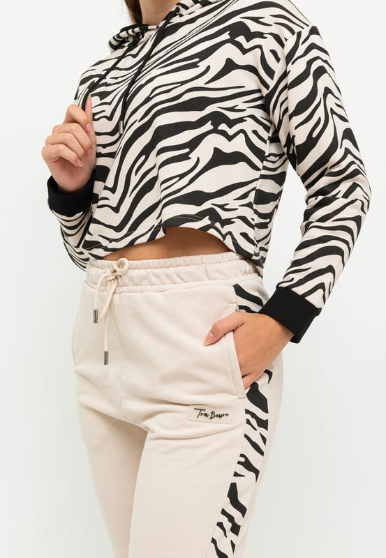 Tom Barron Damen Stylischer Zebra-Trainingsanzug-Set
