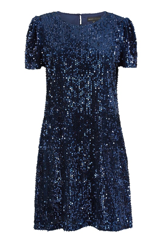 Mela Navy Sequin Tunic Dress - Main Image