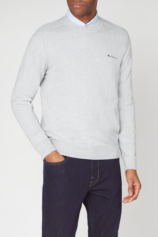 Ben Sherman Plain Sweatshirt Long Sleeve Grey Mens Pullover 0065706 008/LGREY