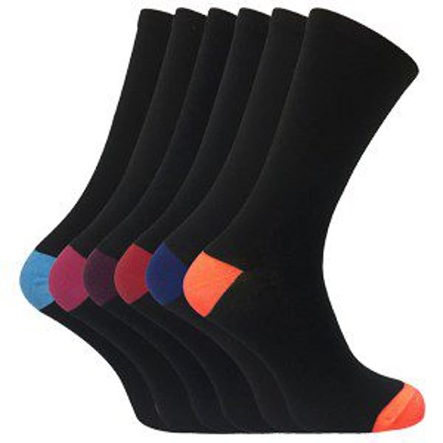 A set of cotton rich dress socks is an essential for any man’s sock drawer. In these set of men’s socks you will find these qualities as well as being a great value pack. These socks are cotton rich and soft, perfect for everyday wear. They have a stay up top at the top of the sock to ensure that they don’t fall down either. Pick from 3 coloured styles including stripes, argyles and plain black. They are a size 6-11 UK 39-45 eur 7-12 US, organised in a 6 pair pack and they are machine washable.