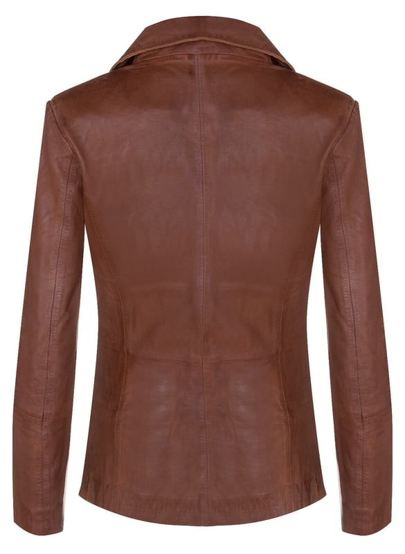 Elevate your style with our Women's Leather Blazer Jacket, a perfect blend of luxury and versatility. Crafted from soft and supple lambs nappa leather, this jacket offers a luxurious and comfortable feel. Here's what sets it apart:  
Luxurious Lambs Nappa Leather: The soft and supple lambs nappa leather construction ensures both style and comfort, making it a delightful addition to your wardrobe. 
Functional Waist Pockets: Two exterior waist pockets add a touch of functionality and style, allowing you to carry your essentials with ease. 
Versatile Color Options: Available in two stunning colors, this jacket provides the freedom to express your personal taste and style. 
Sophisticated Collar: The collar showcases notched lapels, adding a sophisticated touch and a classic look to the overall design. 
Elegant One-Button Closure: With a one-button closure, this blazer-style jacket exudes elegance and versatility, making it suitable for various occasions, whether you're heading to the office or going out for a night on the town.  The Women's Leather Blazer Jacket is the perfect choice for those who seek both luxury and style in their attire.