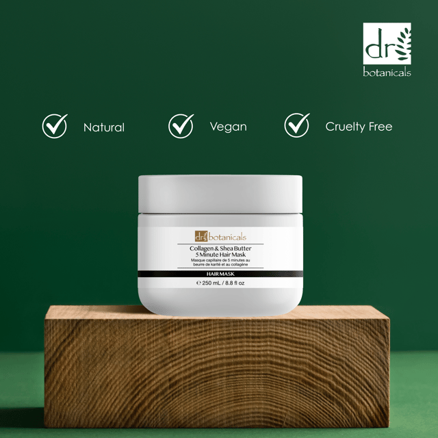 - Nourishing and hydrating formula for revitalized and strengthened hair
- Enriched with natural ingredients for healthy and luscious locks
- Leaves hair smooth, shiny, and deeply conditioned

Dr Botanicals Collagen & Shea Butter 5 Minute Hair Mask is a nourishing and hydrating formula that combines the power of hydrolyzed collagen and shea butter to revitalize and strengthen hair. This clean beauty product is enriched with natural ingredients like hyaluronic acid, rice protein, and botanical extracts to promote healthy and luscious locks. Experience the benefits of this organic and wellness-focused hair mask that leaves hair smooth, shiny, and deeply conditioned.