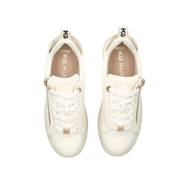 Kurt geiger white and gold trainers 2025
