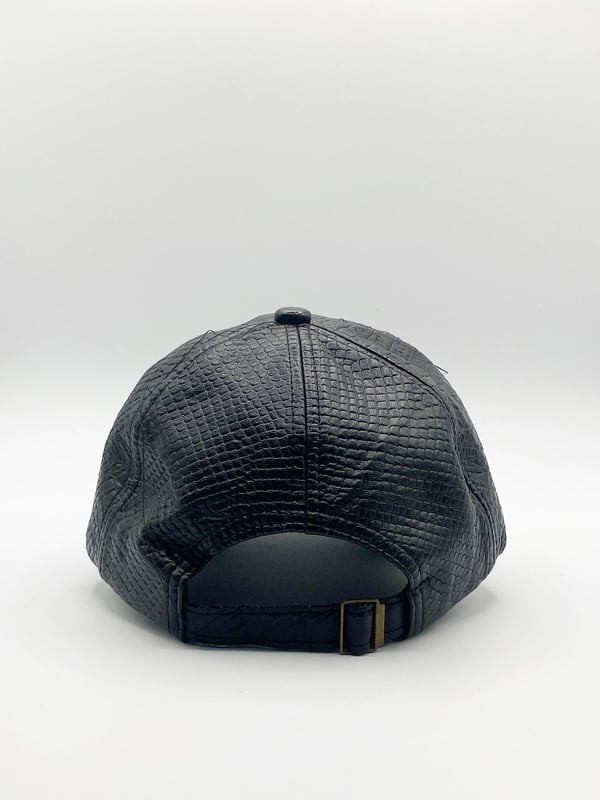 Black Faux Leather Baseball Cap. Main Colour: Black. One Size