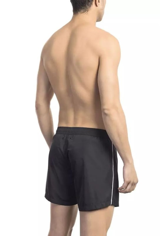 Swim Shorts With Front Print. Two Side Pockets. Elastic Waistb With Drawstring.